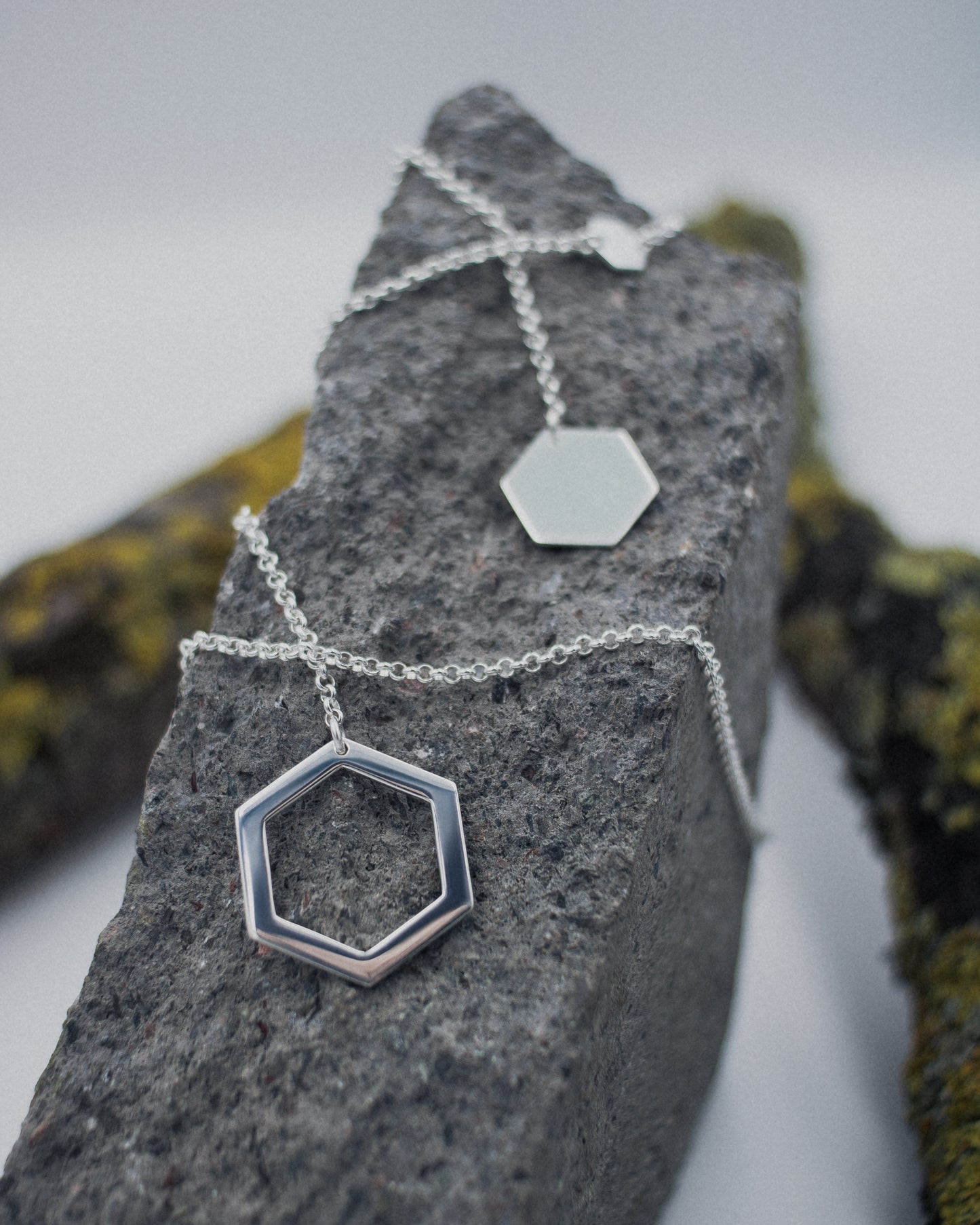 Long Slip-through Cell Necklace, 925 silver