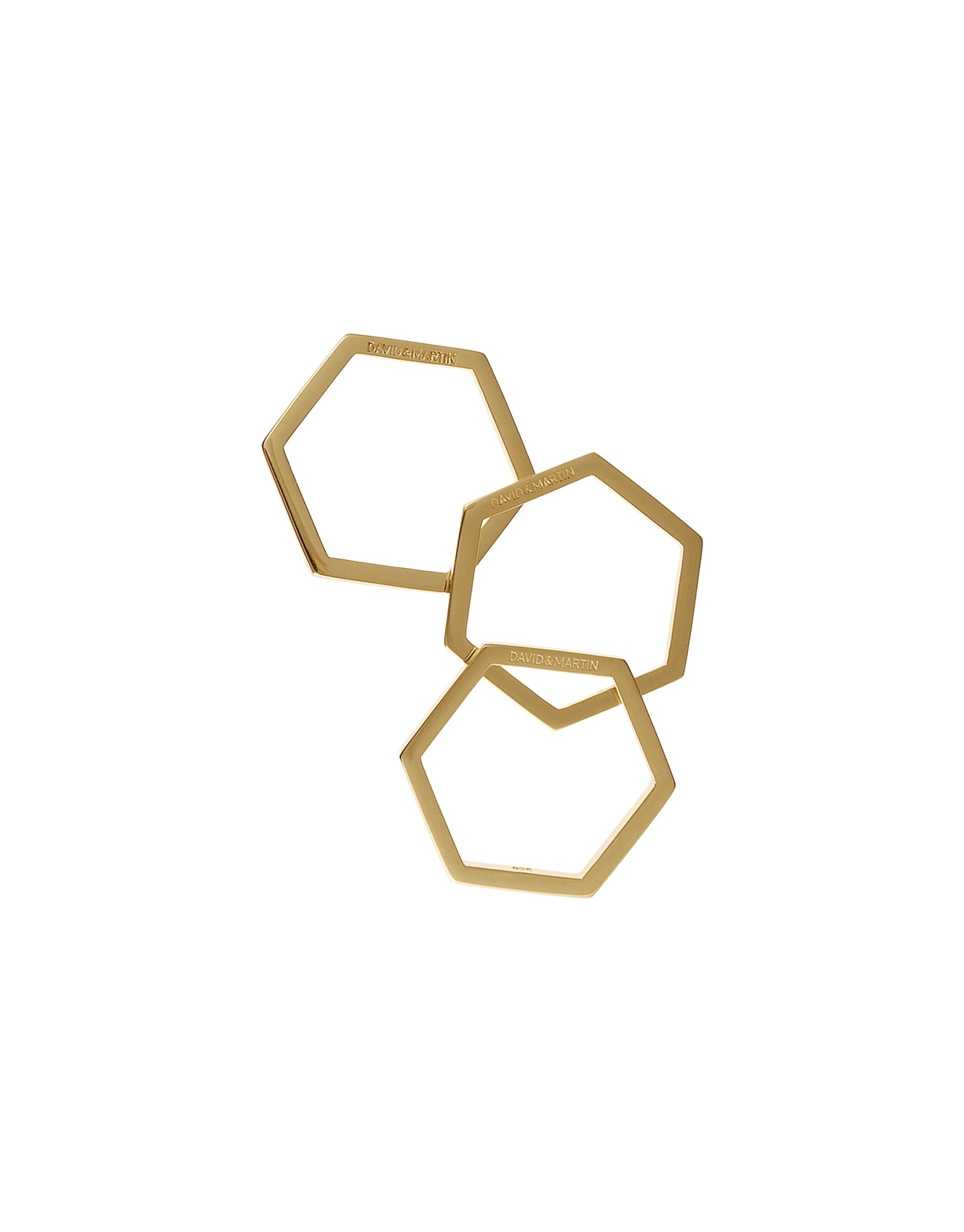 Cell Rings Trio, 18 karat gold-plated silver