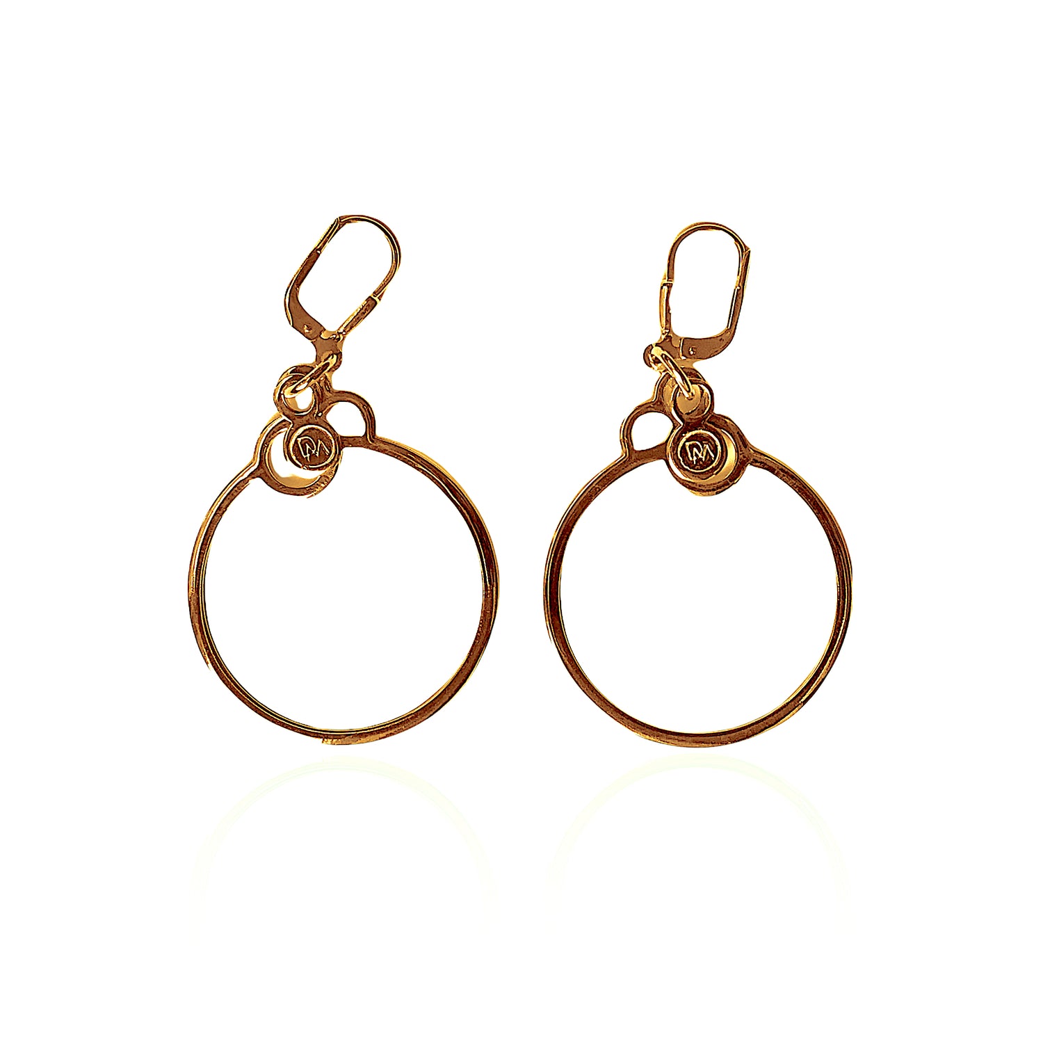 Extra light, gentle hoop earrings with a logo from Circles collection.   Material: 18 karat gold-plated silver.   Size: hoop diameter - 3cm.