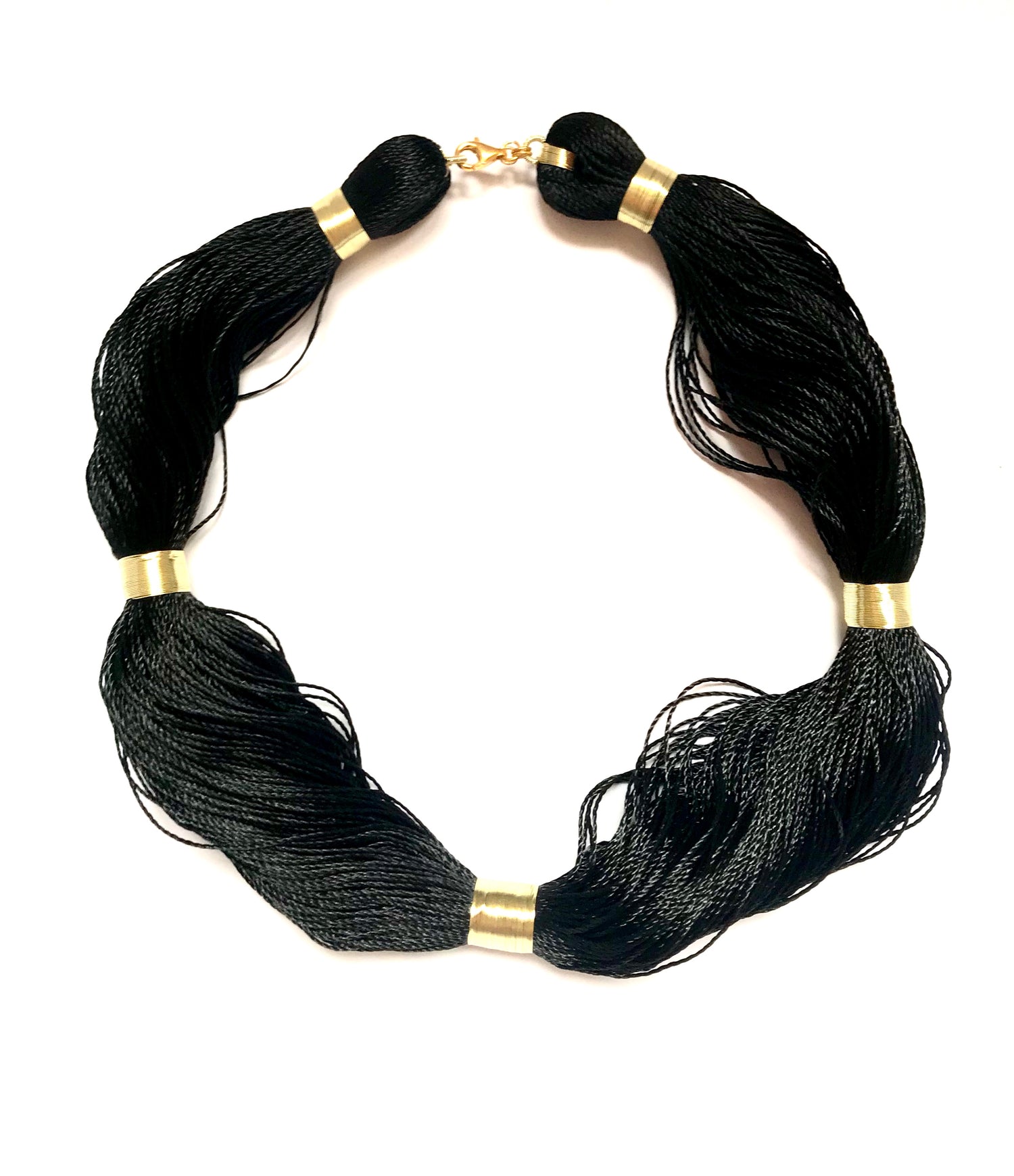 Notte Silk String and Silver Wire Necklace from D&M JEWELLERY 