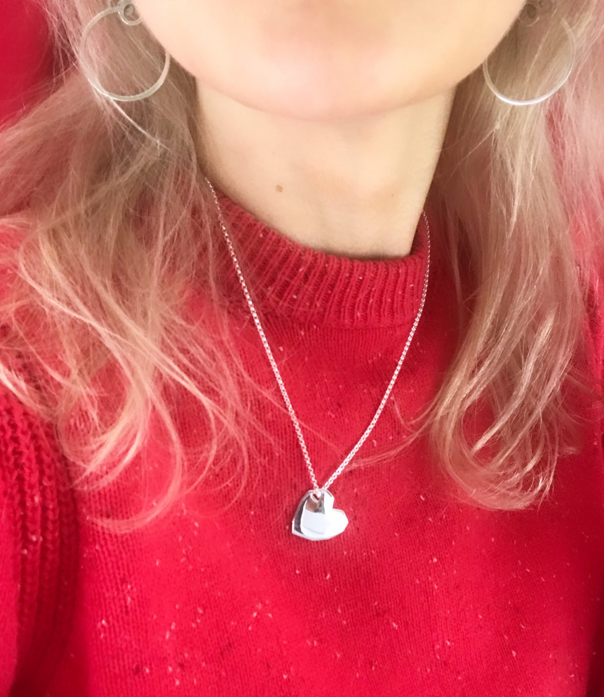 Popular Love necklace with a heart pendant from Facet collection.   Material: 925 silver.  Size: 45cm. 